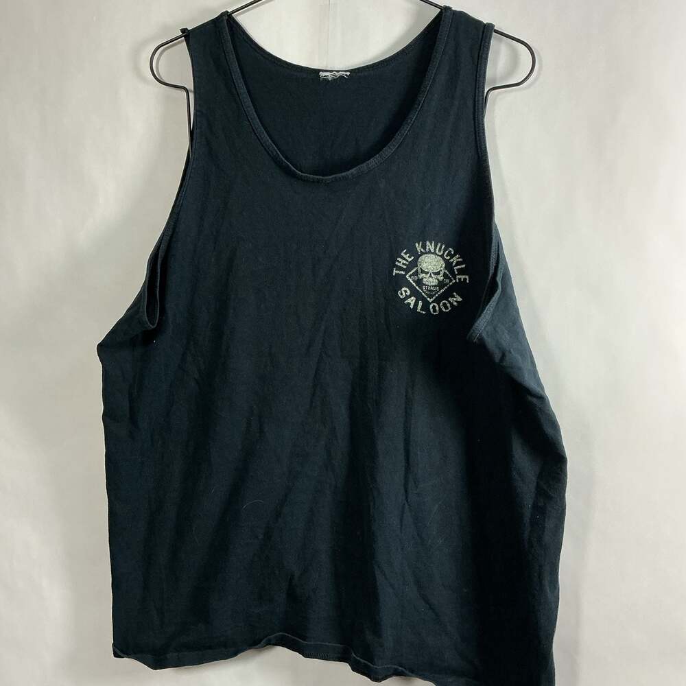 The Knuckle Saloon Sturgis Hard Core Skull Graphic Tank Top Black